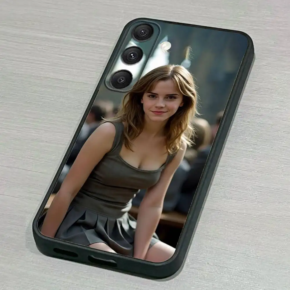 حافظة هاتف A-مثلة Emma W-Watson لهاتف سامسونج S25، S24، S23، S22، S21، S20، S10، Ultra، Plus، Lite، FE، غطاء أسود من السيليكون الناعم