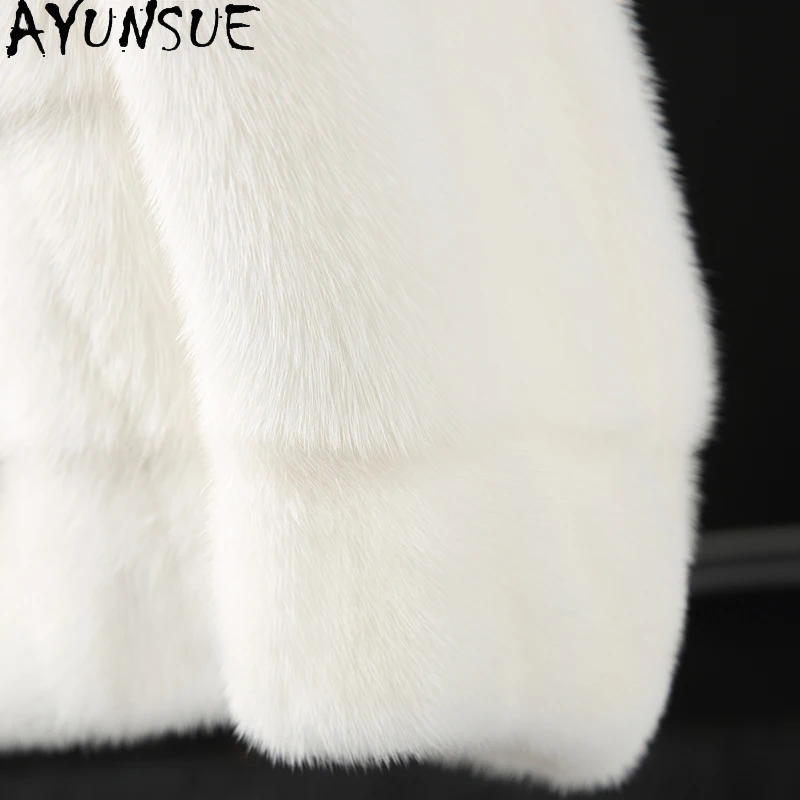 AYUNSUE Jaket Bulu Cerpelai Alami Wanita 2025 Jaket Bulu Asli Kerah Berdiri Mode Baru untuk Pakaian Wanita Seluruh Cerpelai Шуба Женская