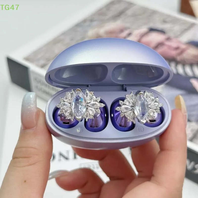 【LS】【LS】Flower Earphone Rhinestone Buckle Detachable Bluetooth Headset Clip Exquisite DIY Decoration Earphone Accessory