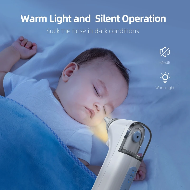Babyword Electric Baby Nasal Aspirator Low Noise Night Light Rechargeable Adjustable Nose Booger Sucker for Infants Babies