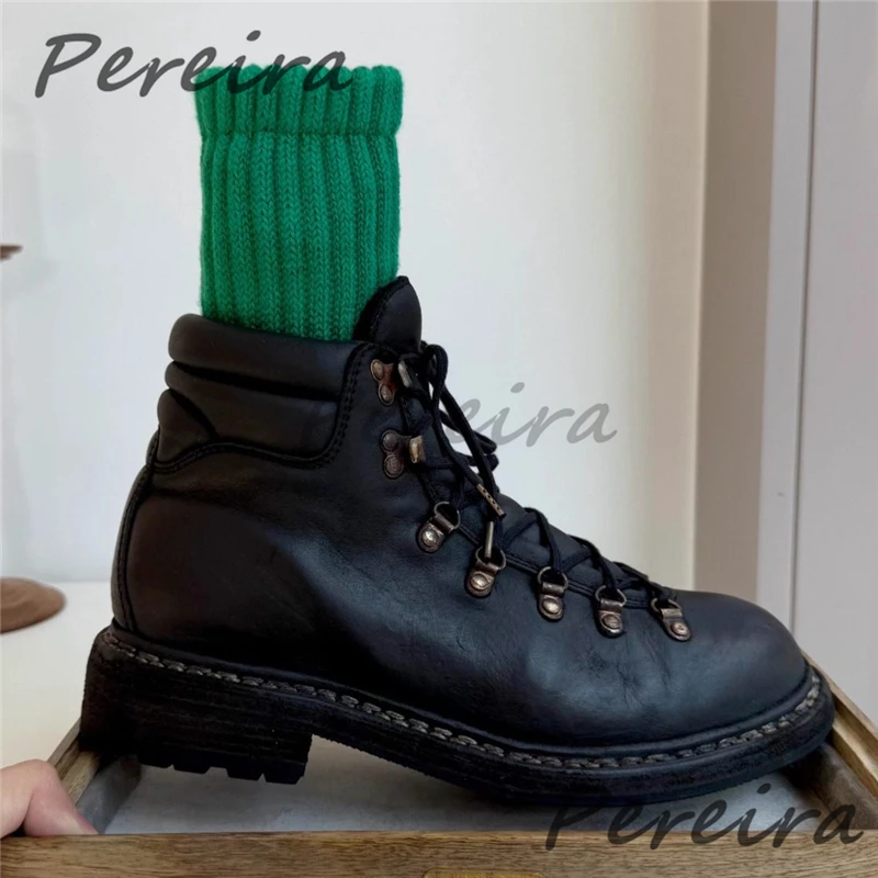 

Британские мотоциклетные ботинки на толстой подошве в ретро-стиле, с круглым носком, на шнуровке, модные универсальные ботинки для мужчин, увеличивающие рост.