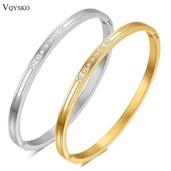 VQYSKO Striped Zircon Bracelet Stacking Bangle Woman Jewelry Anniversary Gift For Her Couple Bracelet