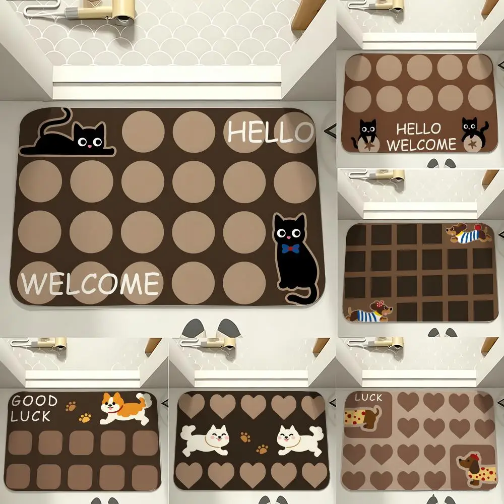 Artistic N-Neutral Brown Tone Lucky Pet Floor Mat carpet diatom mud bathroom quick-drying absorbent floor mat household bathroom