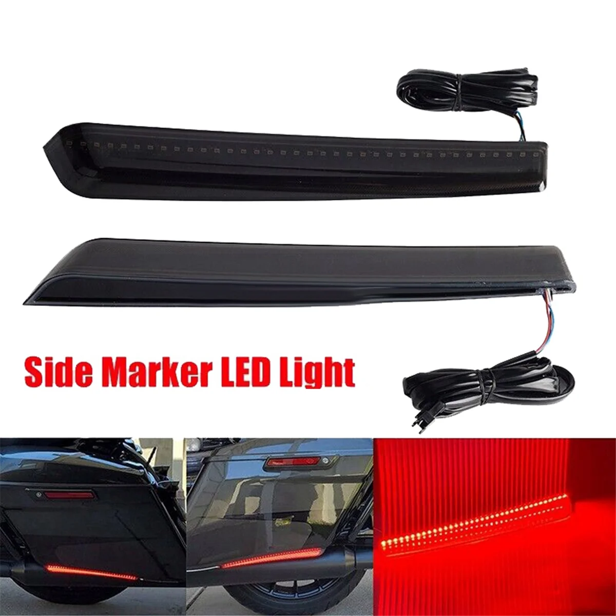 1Pair Smoked LED Saddlebag Side Marker Light for Harley Touring Street Glide 2014-2024 Turn Signal Brake Lamp