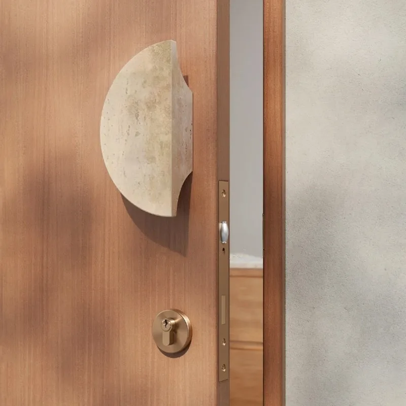 Natural marble half-moon door handle, luxury stone cabinet handle, suitable for modern interior design