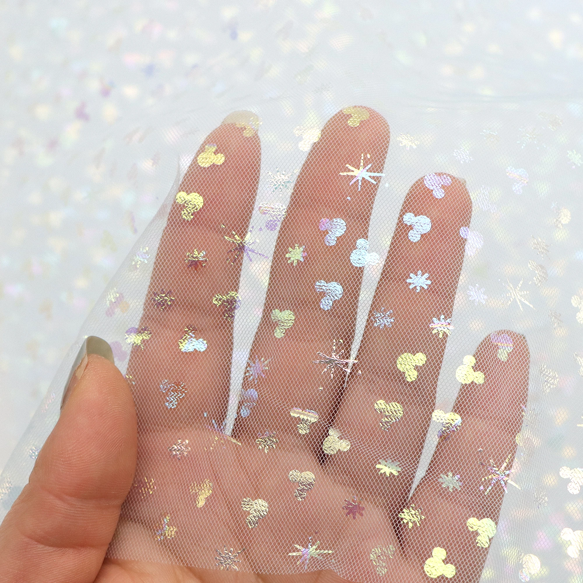 50x130 سنتيمتر قزحي الألوان ديزني ميكي احباط تول شبكة النسيج DIY بها بنفسك الملابس توتو فستان الزفاف ديكور الأورجانزا الحرف الخياطة النسيج