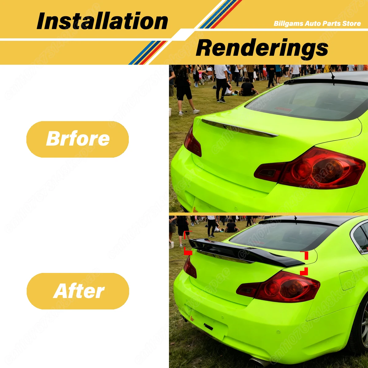 For Infiniti G25 G35 Q40 G37 2007 2008 2009 2010 2011 2012 2013 2014 2015 Car Rear Middle Spoiler Board Decoration Accessories