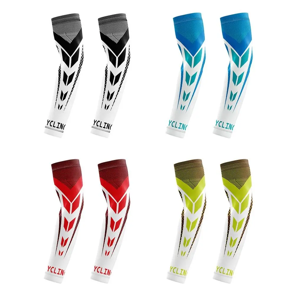 1Pair Fashion Cooling Summer Arm Sleeves Ice Silk Elastic Sun Protection Arm Cover Running Sports Cycling Driving Gloves Men