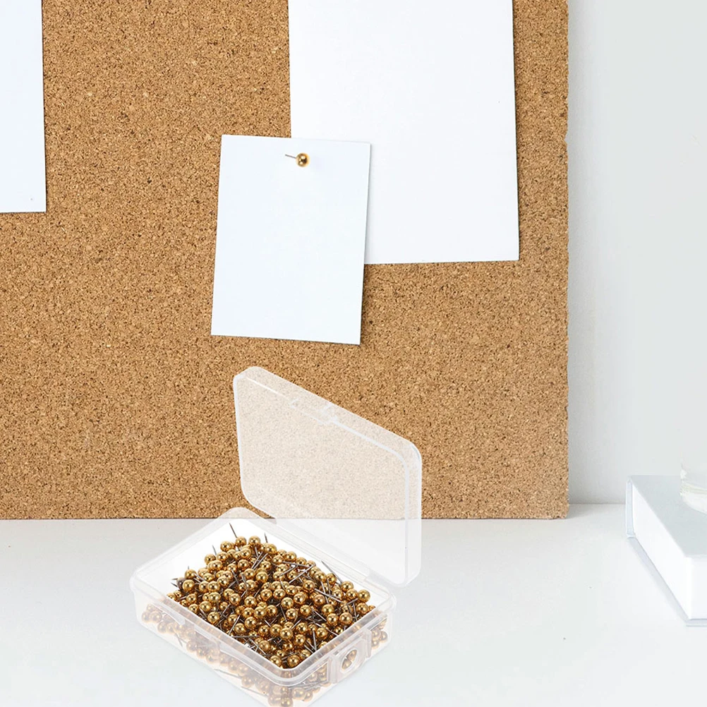

500Pcs Round Ball Thumb Tacks Plastic Metal Push Pins for Cork Board Bulletin Map Fixing Office Supplies Maps Fixing Pins