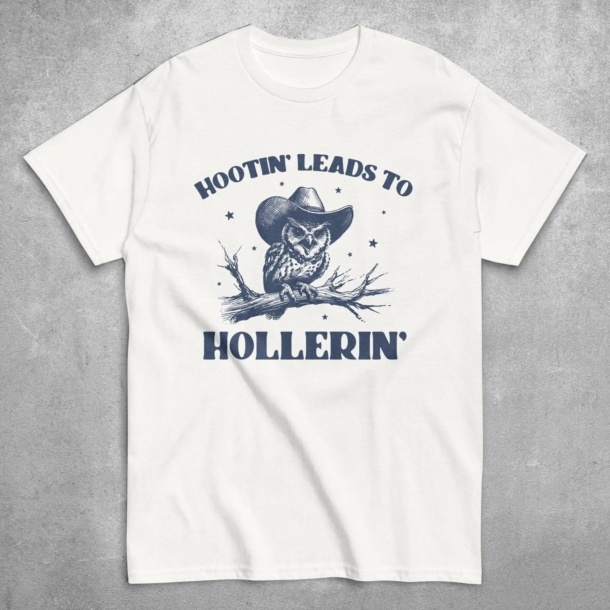 Hootin Leads To Hollerin' Country Girl T Shirt Funny Western Cowboy Owl Vintage Rodeo Cowgirl