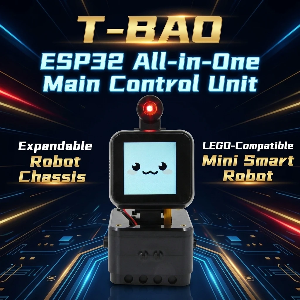 LILYGO® T-BAO ESP32 Programmable Smart Robot Car WiFi & Bluetooth T-Watch Host RGB Lights Buzzer Servo Port Lego Compatible