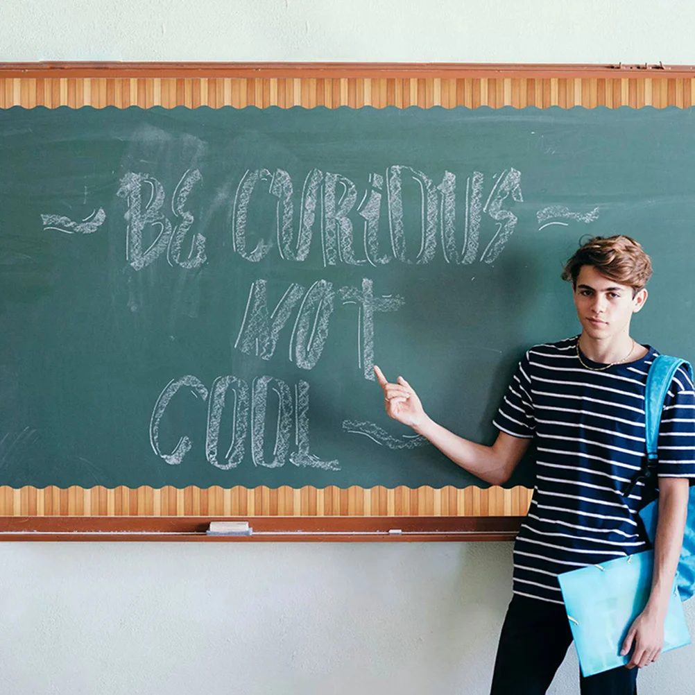 

1 Roll Wooden Fan Shape Bulletin Board Borders Classroom Decor Chalkboard Frame Plank Border Trim Blackboard Stickers For School