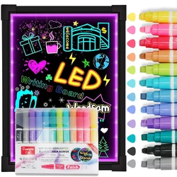 12pcs Colored Art Marker Pen,Liquid Ink Neon Pens,for Flashing LED Lighted Board Pen,Whiteboard,Menu Message Board,Glass