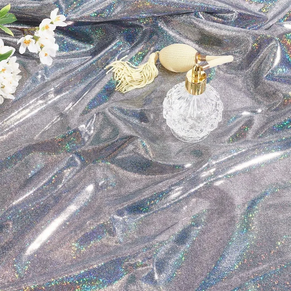 2.18yard Hologram Fabric by The Yard 59inch Wide Shattered Glass Hologram Fabric Dark Grey Glossy Holographic Fabric Polyester