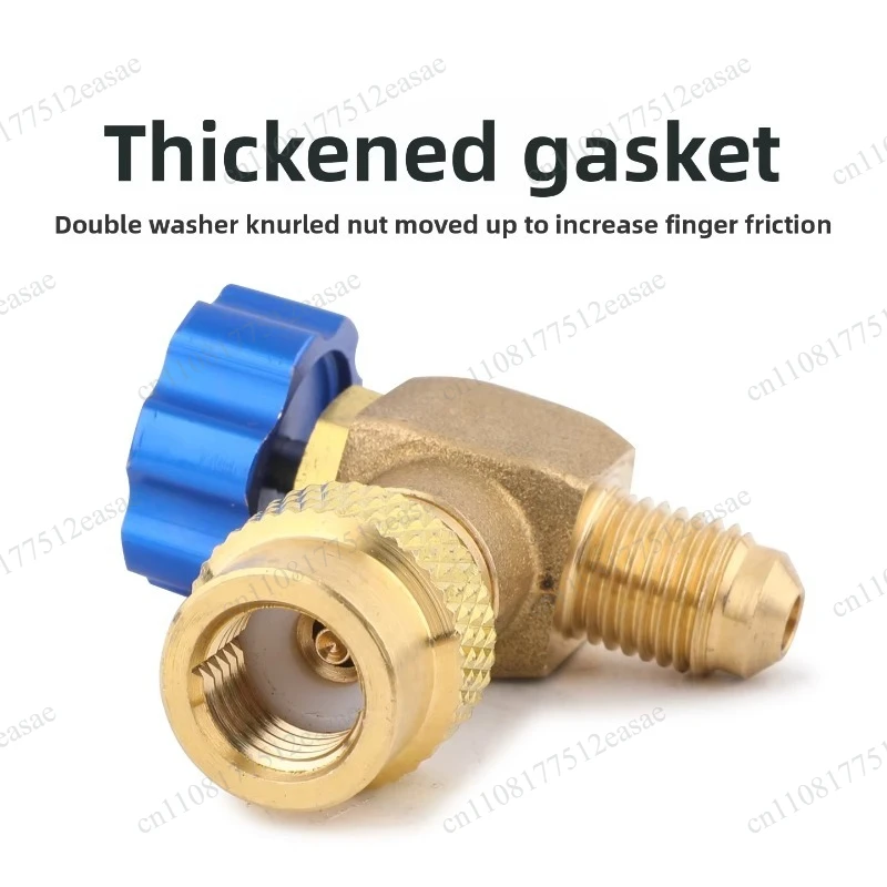 90-Degree Right Angle All-Copper Air Conditioner Refrigerant Charging Safety Valve, R22/R32/R410 Refrigerant Filling Adapter