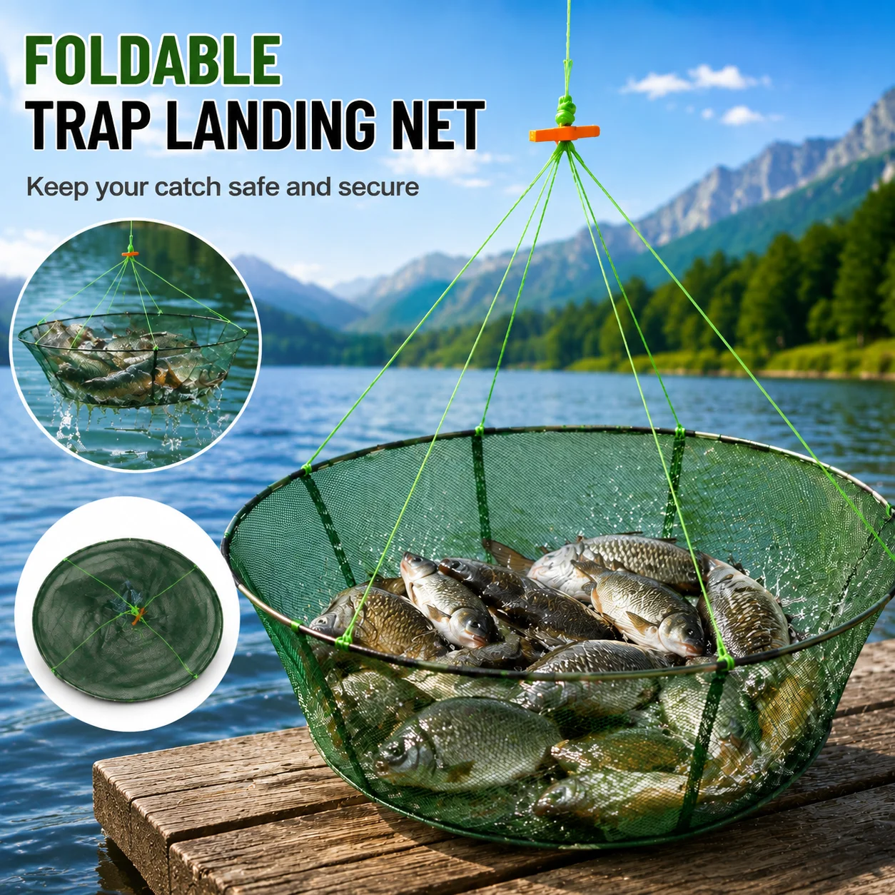 Folding Fishing Net Portable Crab Prawn Shrimp Catcher Bait Trap Cage Drop Netting For Fishing Gear Accessories