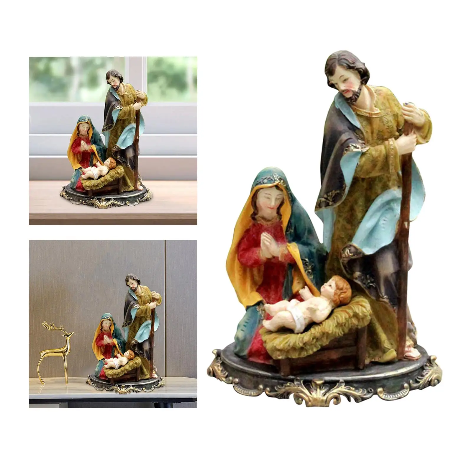 Mini Nativity Mary Joseph  Figure Decor Birth of  Statue Room  Church Ornament