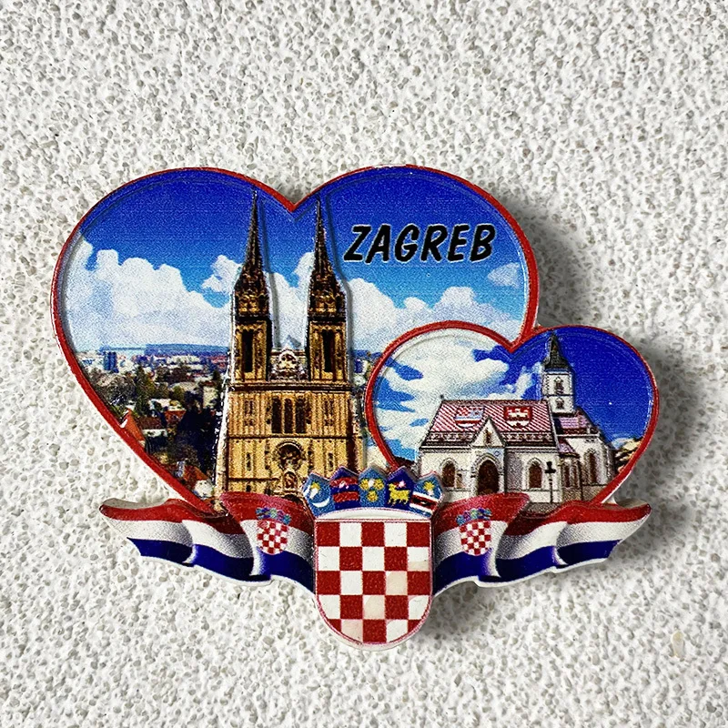 

Croatian 3D Resin Fridge Magnet, Showcasing Zagreb's St. Mark's & St. Peter's