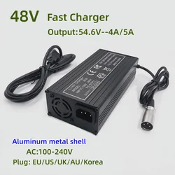 48V Fast Charger 54.6V4A/5A Charger For 13S 48V  lithium Battery Charger XLR Connector Strong With Fan Metal Shell