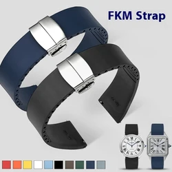 New FKM Strap 18mm 20mm 21mm 22mm Quick Release Fluoro Rubber Universal Butterfly Buckle Watch Band Accessories for Cut To Size