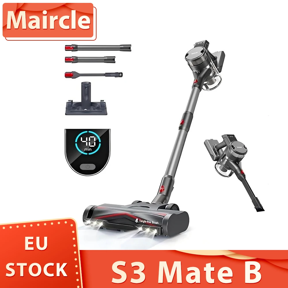 Maircle S3-MATE B Cordless Vacuum Cleaner, with Store and Charge 2-in-1 Dock, 40min Runtime, 30kPa Power Suction, LED Display