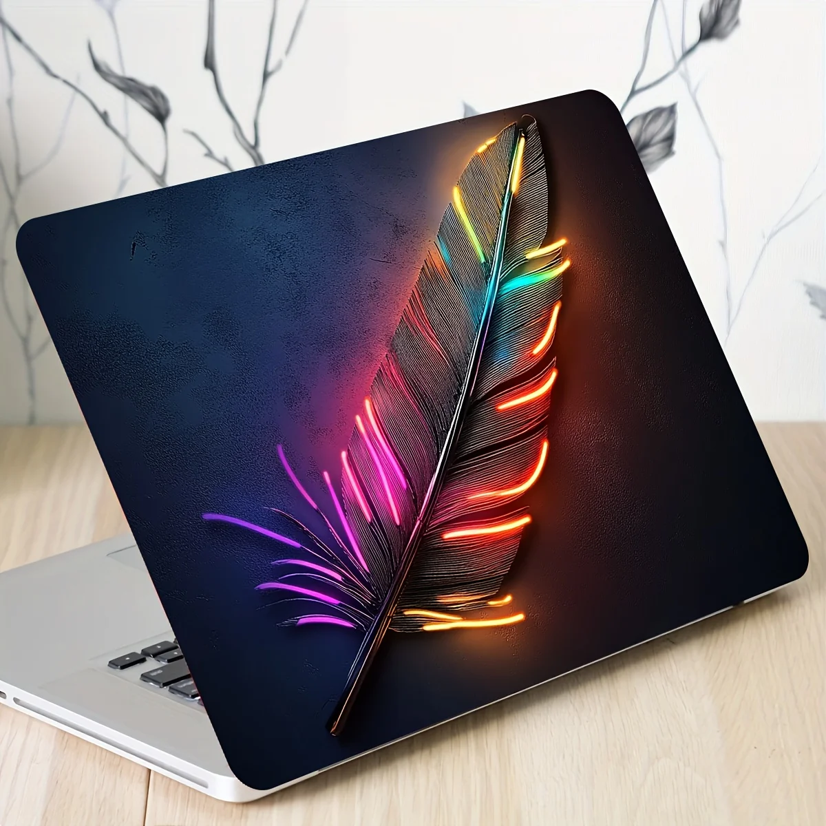 2 Pack Vivid Feather Design Notebook Art Decals  Vinyl Skin Stickers Waterproof and Scratch Resistant Ideal for Laptops