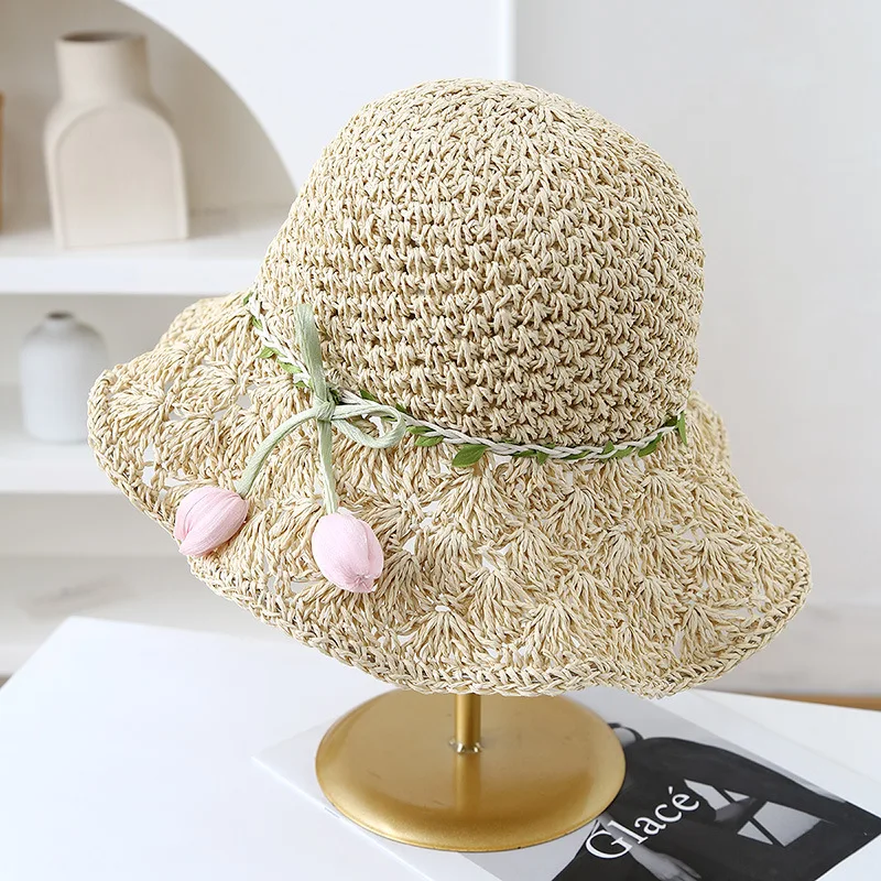 

Sun Hat Straw Women Summer UV Protection Beach Accessory Big Brim Cap Foldable For Outdoor Hike Fishing Climb