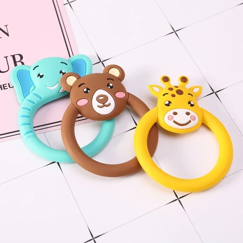 Baby Animal Molar Stick Bracelet Silicone Cartoon BPA Free Silicone Elephant Animal Product Chewing Pacifier Molar Gift