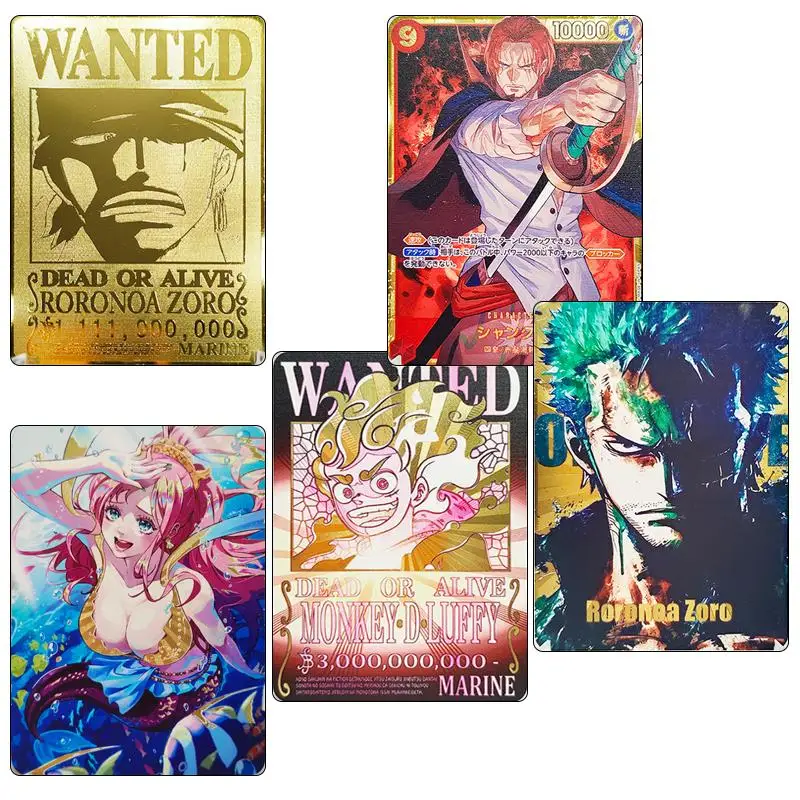 

One Piece Luffy Zoro Shirahoshi Anime Characters Bronzing Game Collection Metal Card Rare Cartoon Toy Flash Card Christmas Gift