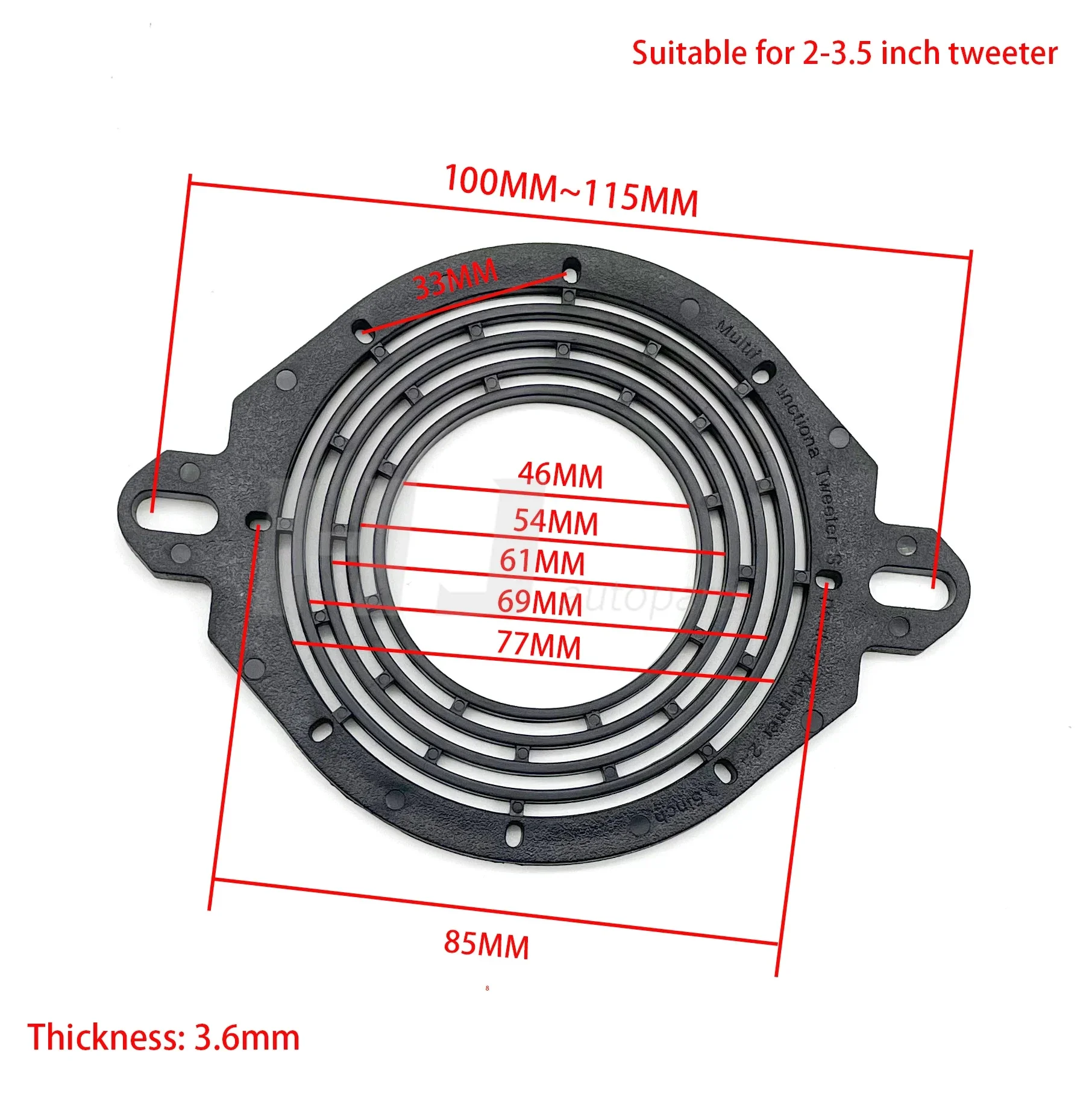 

1 пара автомобильных высокочастотных динамиков среднего диапазона, кронштейн-прокладка, держатель для приборной панели автомобиля, мульти-адаптер Unctiona для твитера 2-3,5 дюйма
