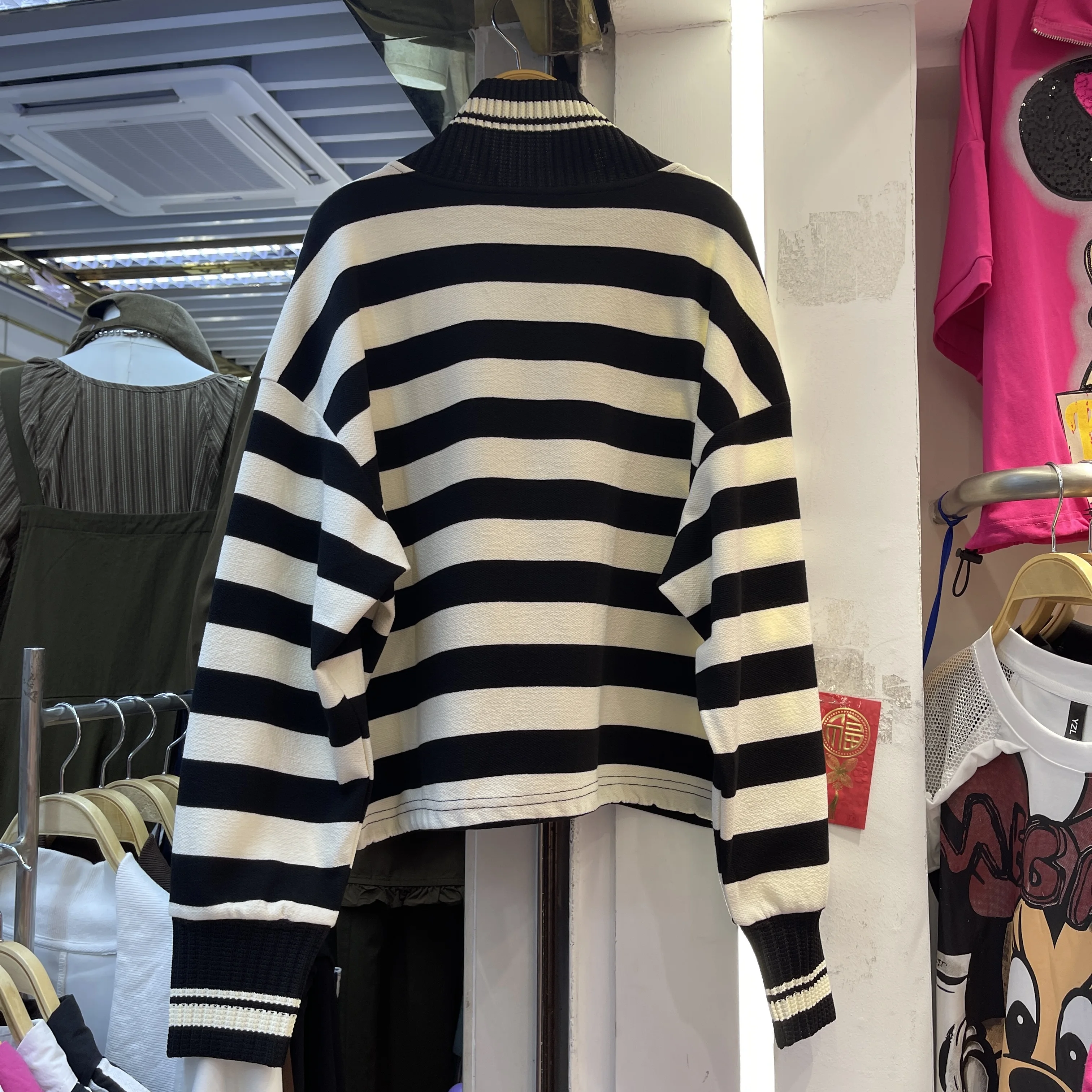 2025 Autumn New Heavy Sequin Print Cartoon Pullover Sweatshirt for Women Loose Fashion Half-Zip Long Sleeve Top Pullover Tops