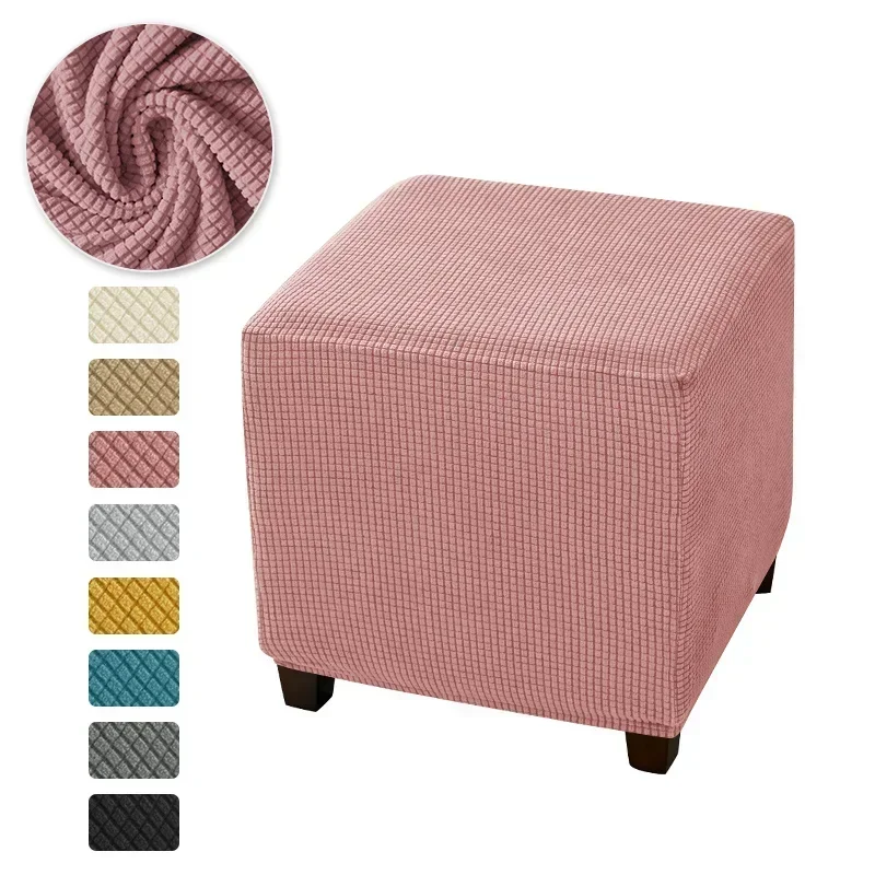 

Polar Fleece Square Ottoman Covers Elastic Footrest Slipcover Stretch Stool Covers Living Room Furniture Protector housse pouf