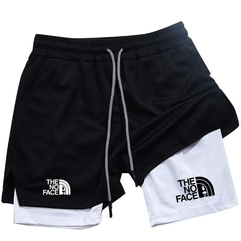 

Fashionable printed double-layer shorts for men's fitness running training, breathable and fast drying 2-in-1 casual shorts