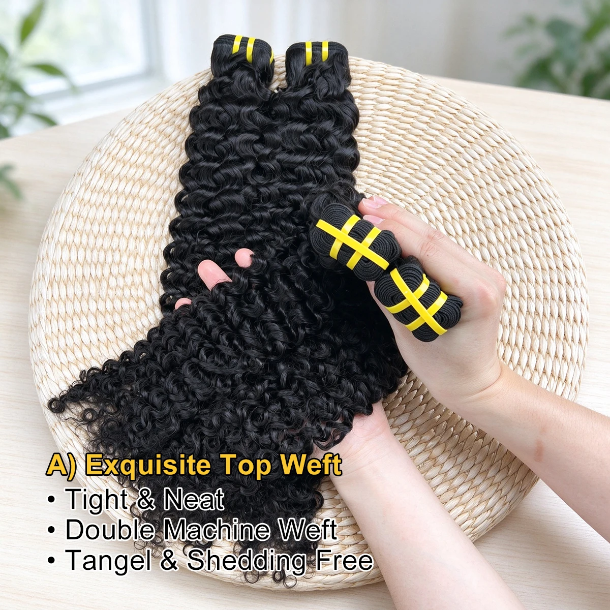 16A Hochwertige, 100% unbehandelte, rohe vietnamesische, tief gelockte Echthaar-Bündel, Jungfrauenhaar, schnelle Haarverlängerungen für Frauen – Detail 3