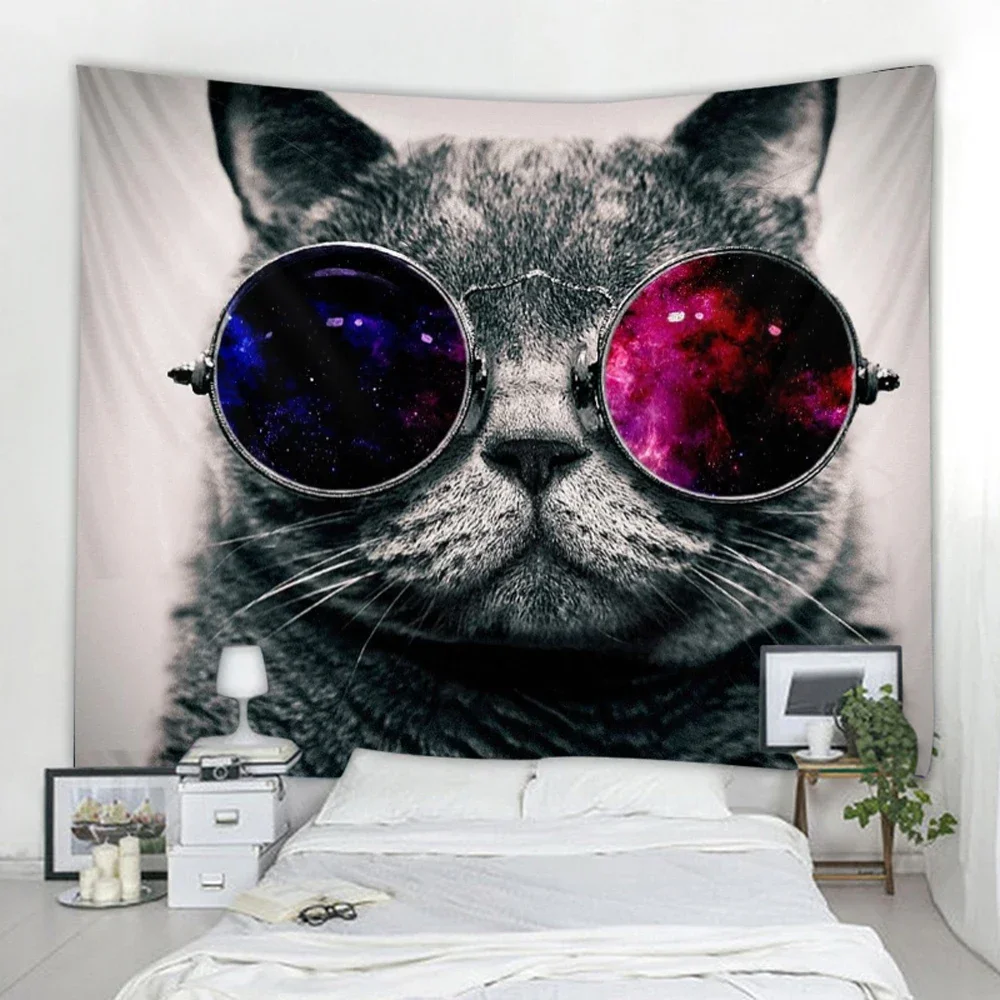 Tenda per coperta d\'arte appesa a casa camera da letto soggiorno divertente decorazione per arazzi da parete per gatti