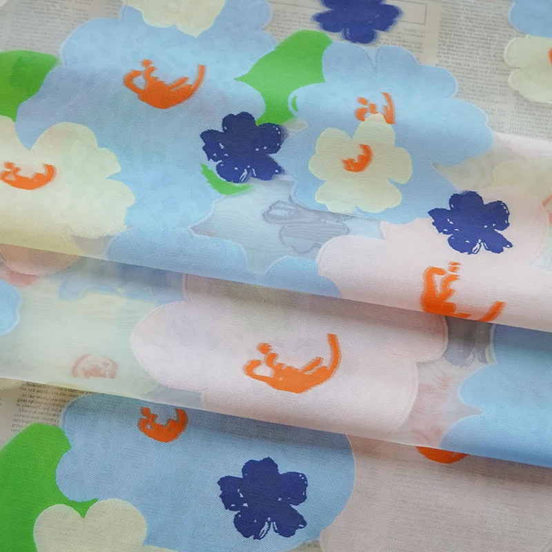 

Sheer Ombre Cartoon Flower Fabric Spring Summer Dress Jacquard Yarn Dyed Kids Girls Apparel Fashion Material Clothing DIY Craft