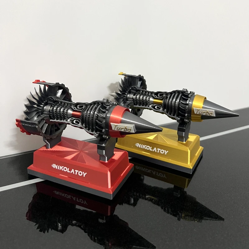 TRENT900 마이크로 터보팬 엔진 모델 블루 라이트가 있는 무음 모터 절묘한 장난감 빨간색/노란색