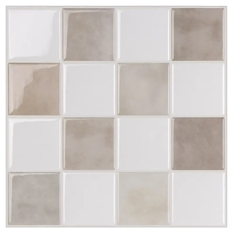AB66-10Pcs Peel And Stick Square Wall Sticker 3D DIY Wall Tiles Strong Adhesive Vinyl Wallpaper Easy To Install For Home