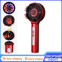 Head Massage Comb with Hair Oil Applicator LED Light Treatment Hair Scalp Massager Brush Tools 5 Massage Modes Rechargable Comb