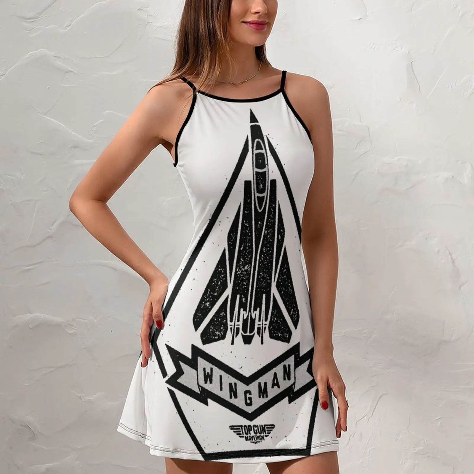 Sexy Top Gun Maverick Wingman F 14 Tomcat Logo Classi  Women's Sling Dress Funny Novelty  Vacations Woman's Clothing Strappy Dre