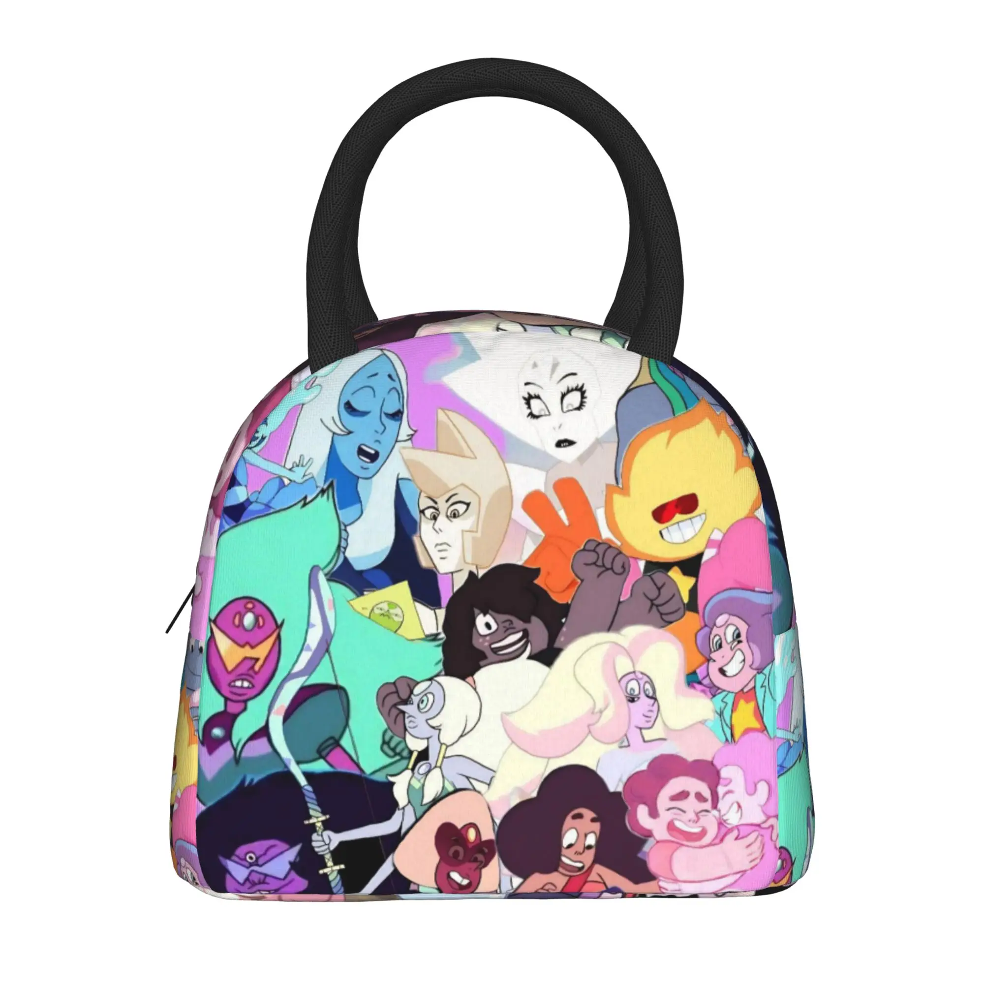 Crystal Gems Steven Universe Lunch Bag Picnic Lunch Box For Girls Thermal Tote Handbags Oxford Portable Zipper Cooler Bag