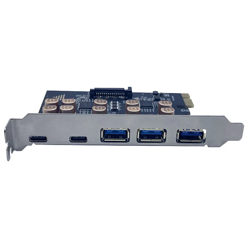 Scheda PCIe a USB 3.2 Gen 1 5Gbps 3 USB Tipo A 2 USB Tipo C Scheda di espansione PCI Express a 5 porte per sistema operativo Windows Linux per PC desktop