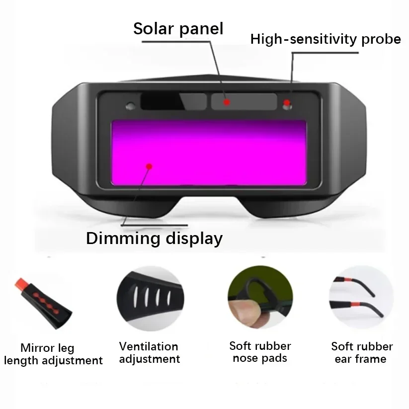 Imagem -02 - Óculos de Soldagem Escurecimento Automático Óculos Solares Anti-reflexo Especiais Arco Argônio Ferramentas para Soldadores