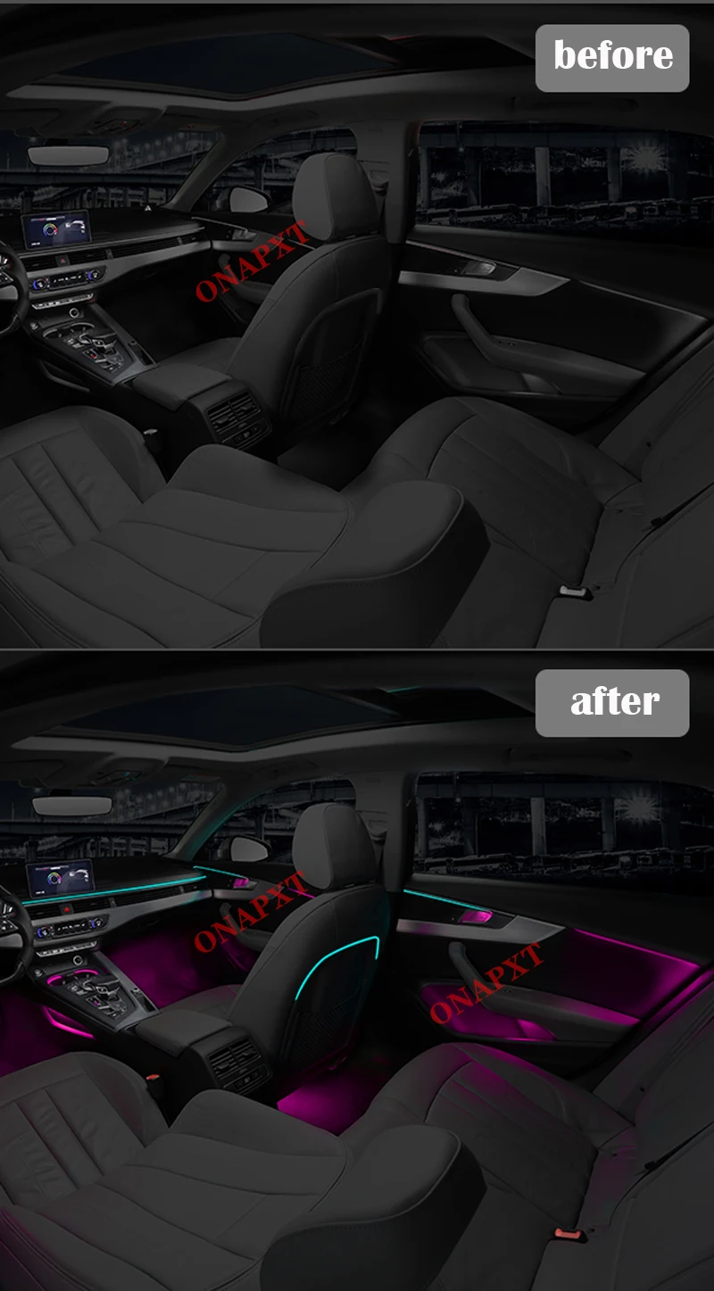 

For Audi A4 A5 S4 S5 B9 2016-2021 Decorative Ambient Light Dashboard instrument 32 Colors LED Atmosphere Lamp illuminated Strip