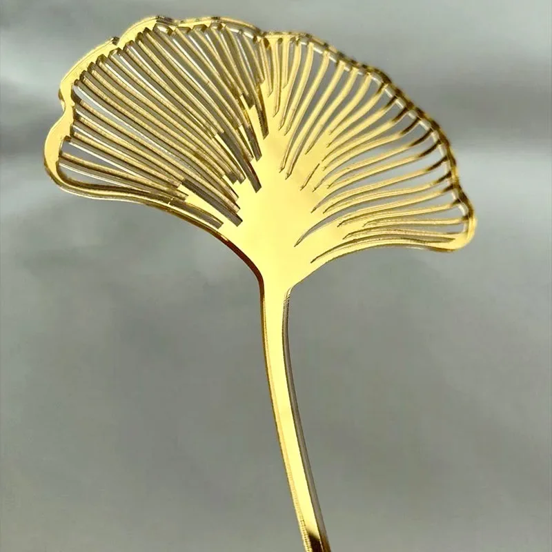 Acrylic Gold Ginkgo Leaves Cake Topper Happy Birthday Cake Topper Baking Accessories Party Supplies Cake Decorating Tools