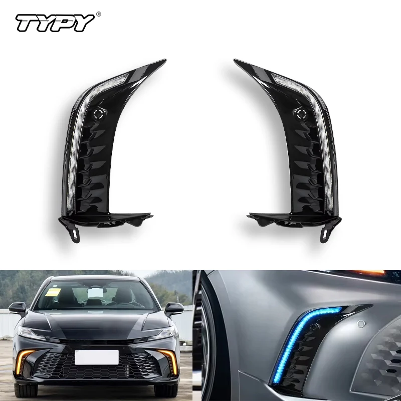 

TYPY Car LED Front Bumper Daytime Running Light DRL For Toyota Camry 2024 2025 White Yellow Blue Driving Turn Signal Light 12V