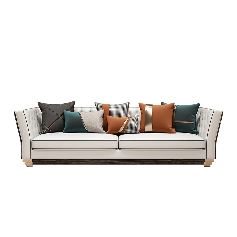 

Light luxury sofa, living room leather sofa combination large apartment furniture sofa