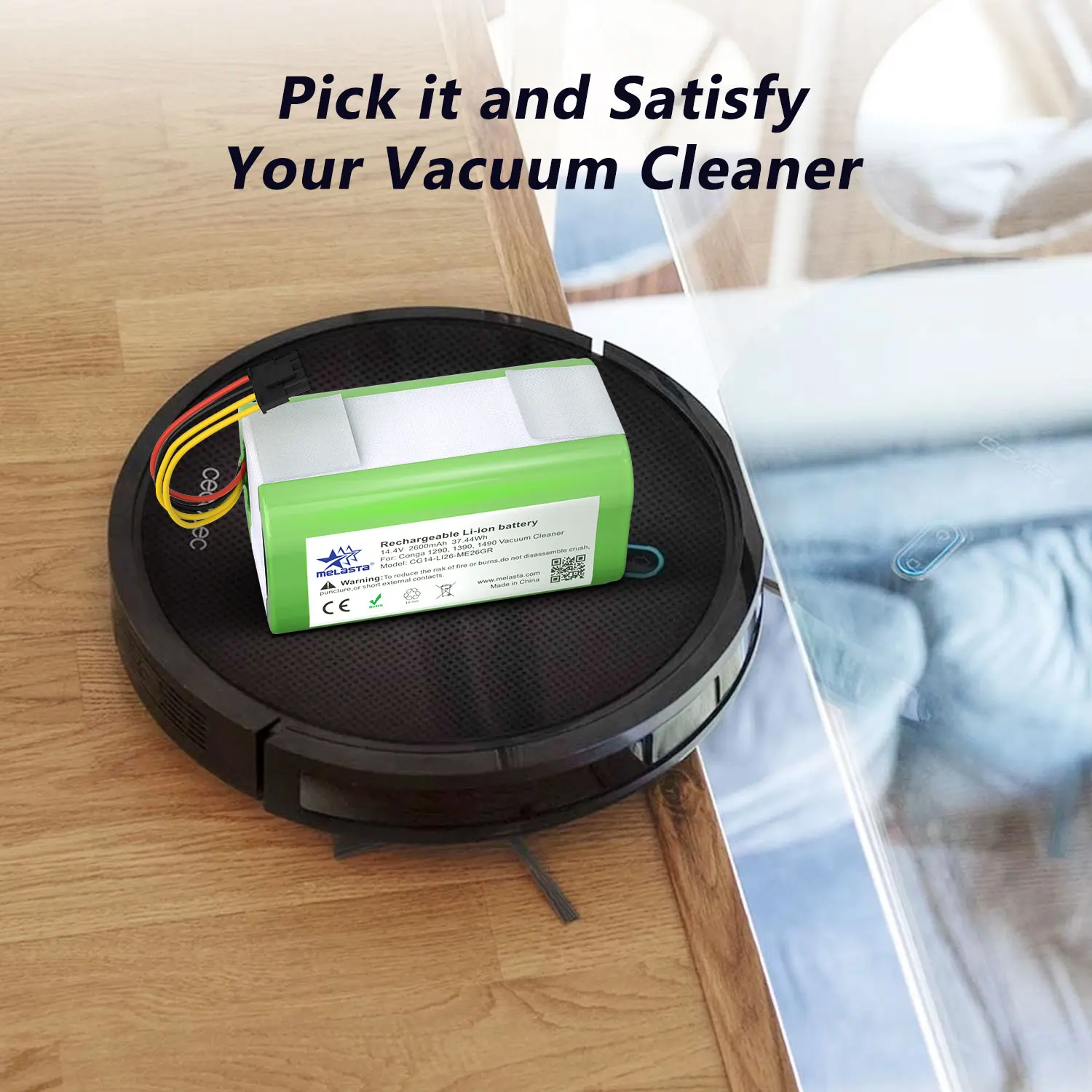 2個14.4v 2600mahのリチウムイオン電池cecotecコンガ1290 1390 1490 1590掃除機ジェニオデラックス370 gutrendエコー520