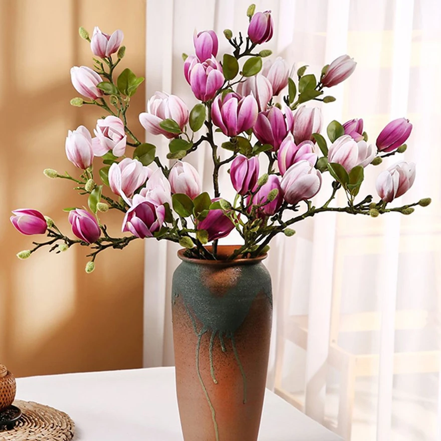 Artificial Flowers Silk Magnolia Bouquet Diy Photo Props Wedding bridal bouquet Bonsai Party Vase Home Outdoor Garden Decoration
