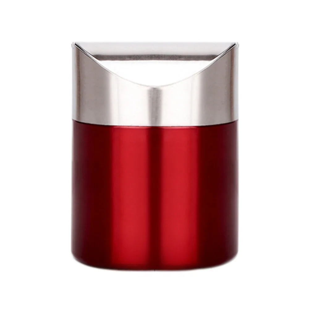 

Stainless Steel Desktop Trash Can Rust-proof Multi-use Mini Flip Trash Can Simple with Lid Garbage Collector Home Decoration